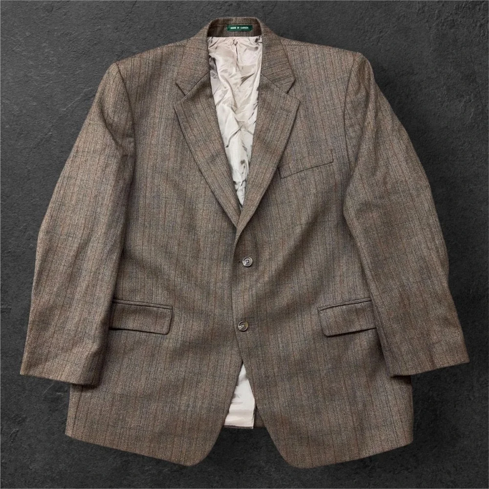 Lauren Ralph Lauren 46R Brown Herringbone Tweed Wool Blazer Sport Coat Canada